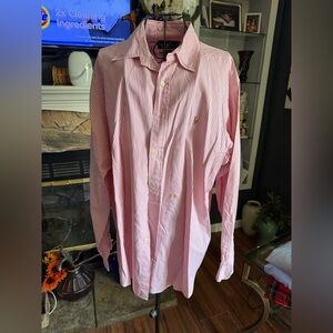 Ralph Lauren XL Men's Pink and White Striped Shirt
